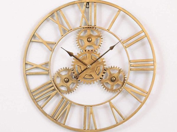 Cogwheel Charm: Outdoor Garden Wall Clock with Mechanical Design, 50 x 50 cm