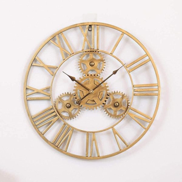 Cogwheel Charm: Outdoor Garden Wall Clock with Mechanical Design, 50 x 50 cm