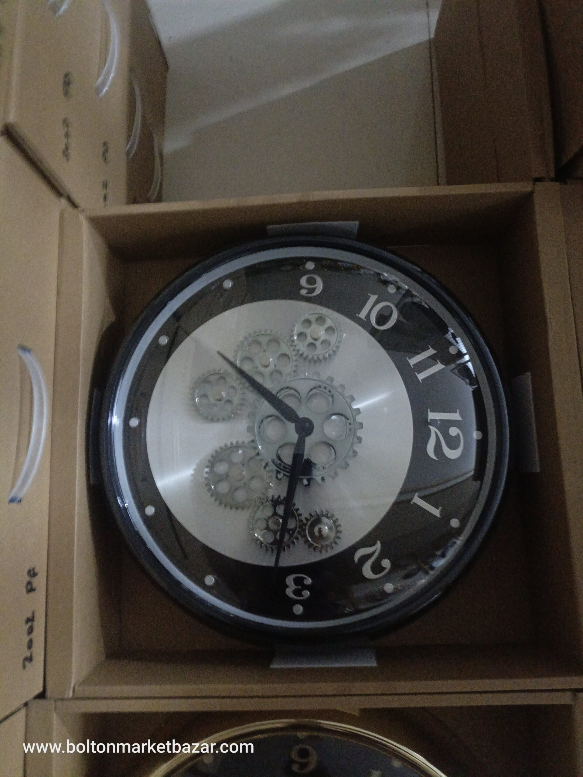 2024/03/1009689985-scaled.jpg Imported Silver Black Gear Working Clock - Image 1