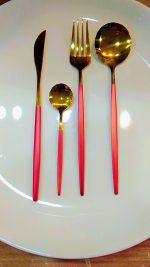 24Pc Golden Cutlery Set With Box Packing - Image 3