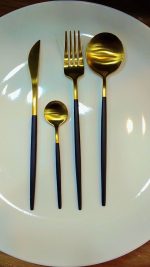 24Pc Golden Cutlery Set With Box Packing - Image 5
