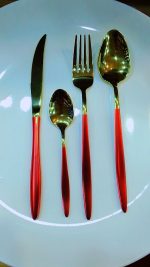 24Pc Golden Cutlery Set With Box Packing - Image 4