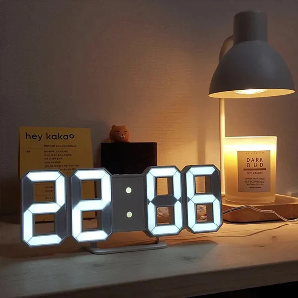 24 3D LED Digital Clock wall deco Glowing Night Mode Adjustable Electronic Table Clock Wall Clock decoration living room LED Clock - Image 1