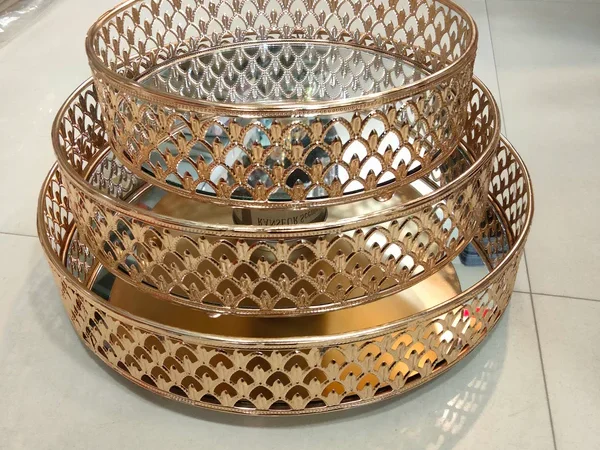 Imported Golden decoration vanity Trays. (SOU 01)