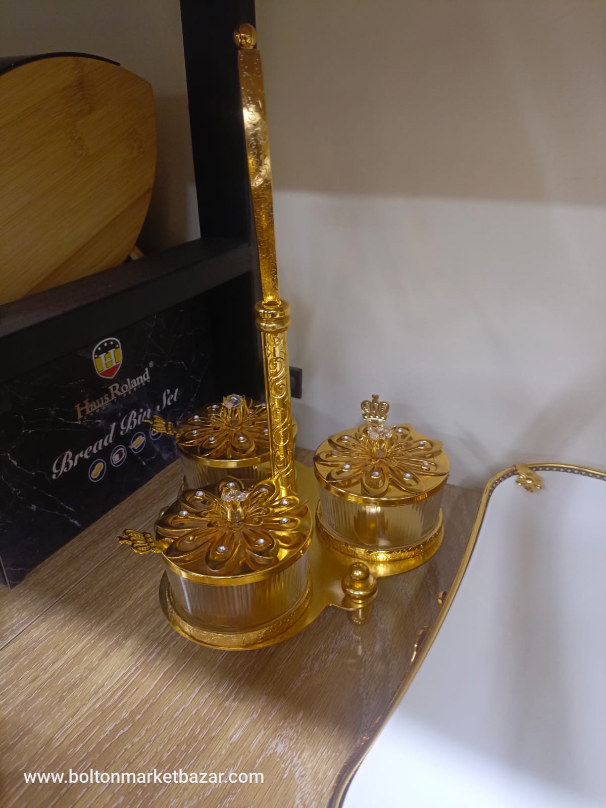 2026/06/1010798561.jpg Premium Quality Golden 3 Dryfruit Jar - Image 1