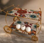 Modern 2-Tier Serving Trolley | Durable Metallic Frame & Sleek Glass Trays