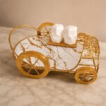 Glass Serving Dish | Gold Frame Cart Glass Platter Stand