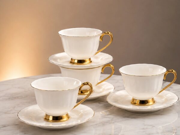 Ceramic Tea Cup and Saucer Set | Set Of 6 Elegant Coffee Cup Saucers