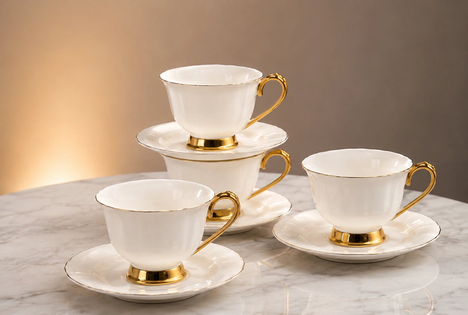 2026/10/1098524.jpg Ceramic Tea Cup and Saucer Set | Set Of 6 Elegant Coffee Cup Saucers - Image 1